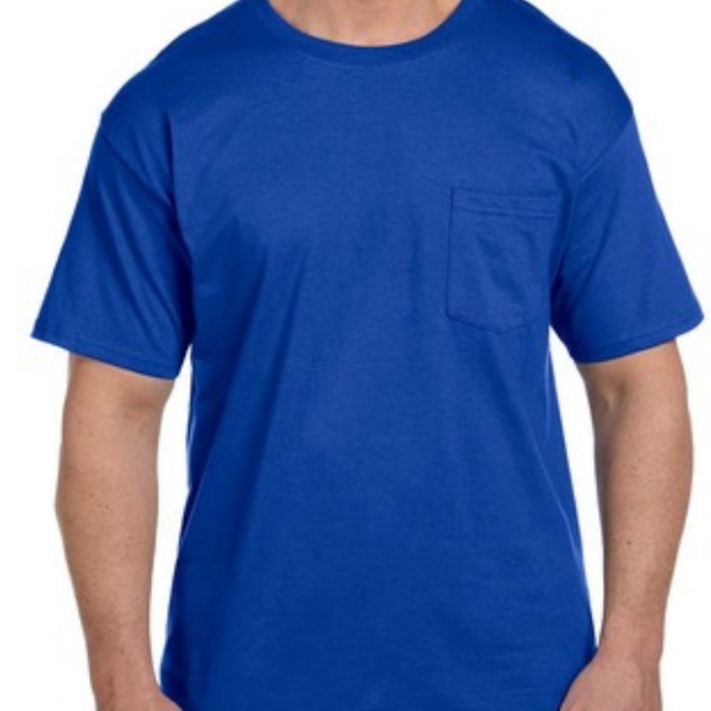 Pkg of 3 🆕 HANES Blue Men’s Cotton Tees with Pocket- Size XL